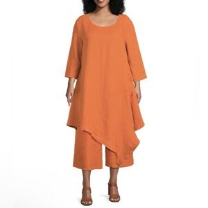 Bryn Walker Naida Linen Round Neck Asymmetrical Tunic Dress, large